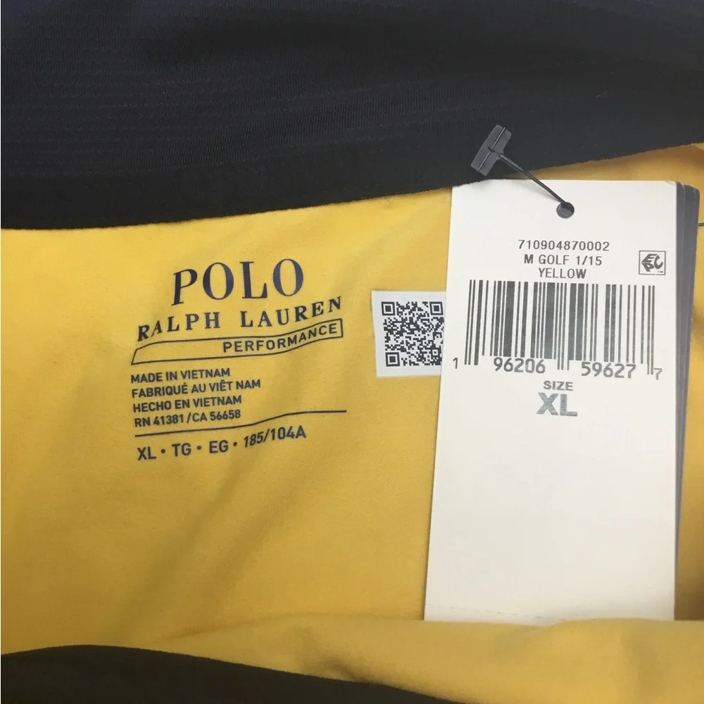 POLO RALPH LAUREN Yellow Zip Up Sweater with High Collar